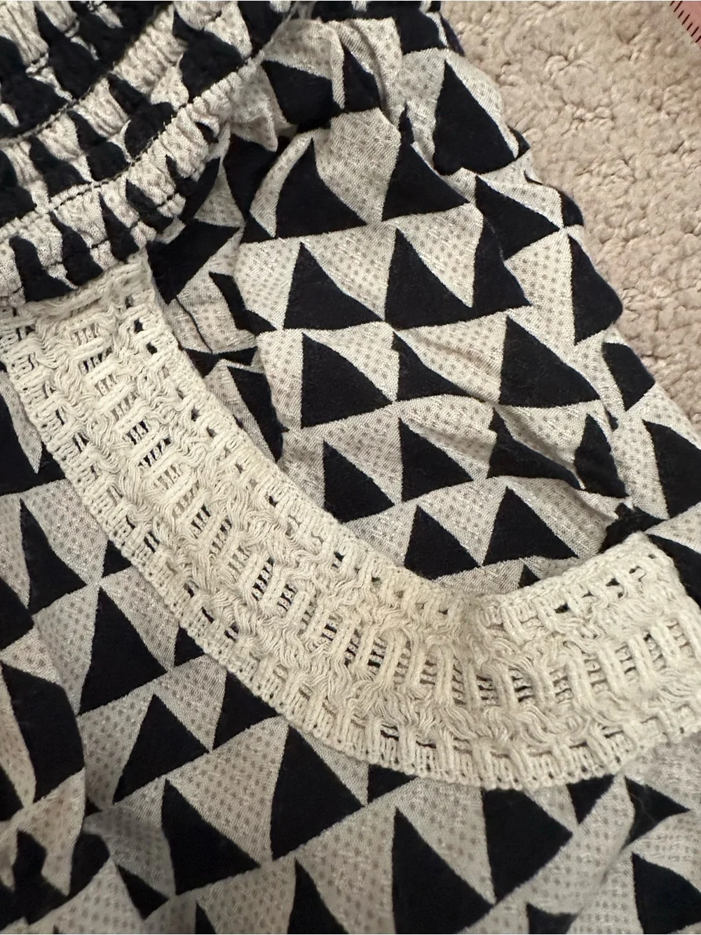 Rip Curl Black & White Geometric Tassel Shorts